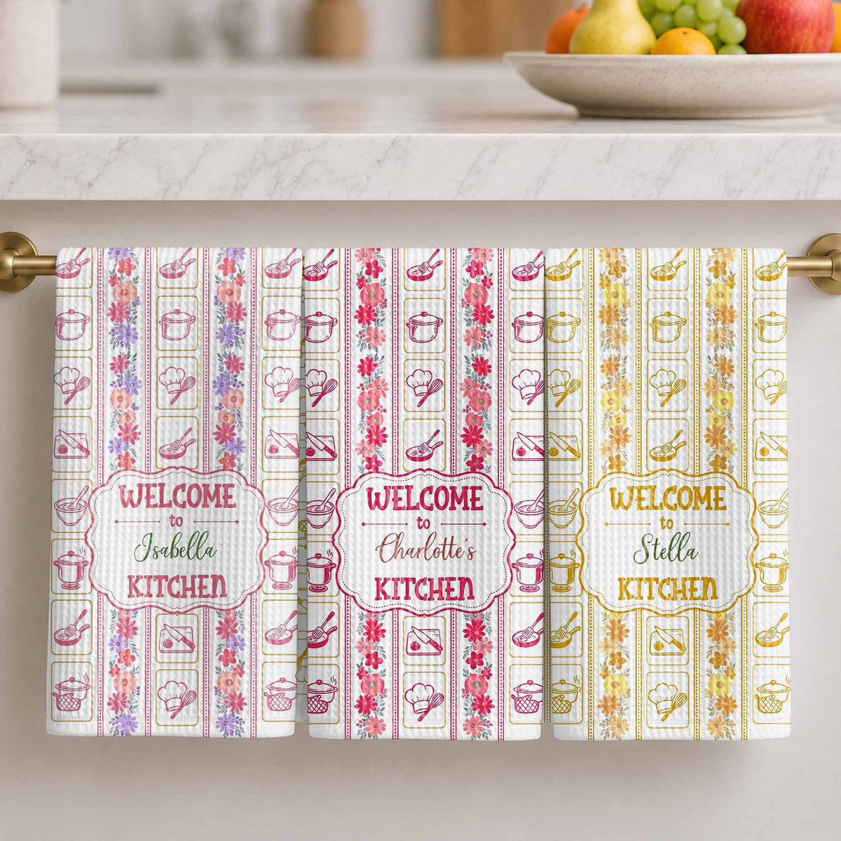 Welcome to My Kitchen, Personalized Kitchen Towel, Gift for Cooks - 1