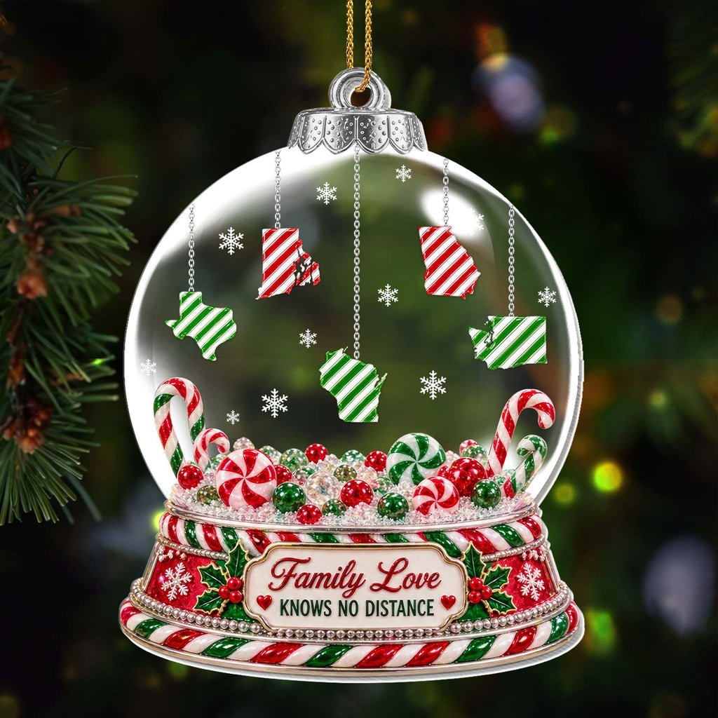 Family Love Knows No Distance, Personalized Acrylic Ornament, Gift For Family - 1
