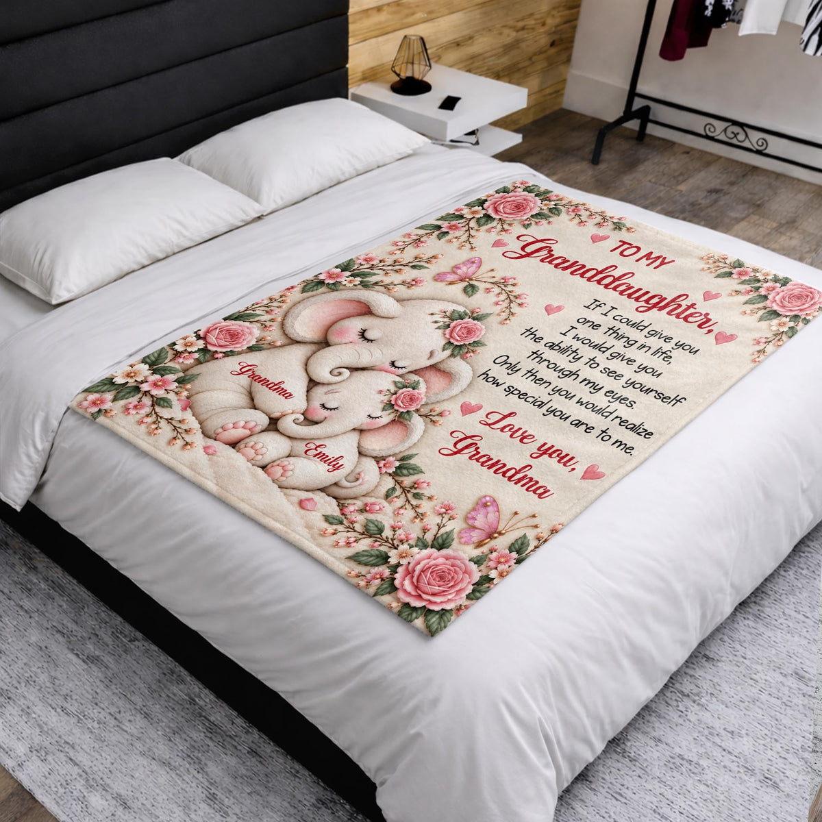 To My Granddaughter Elephant Blanket, Personalized Gift For Granddaughter - 8