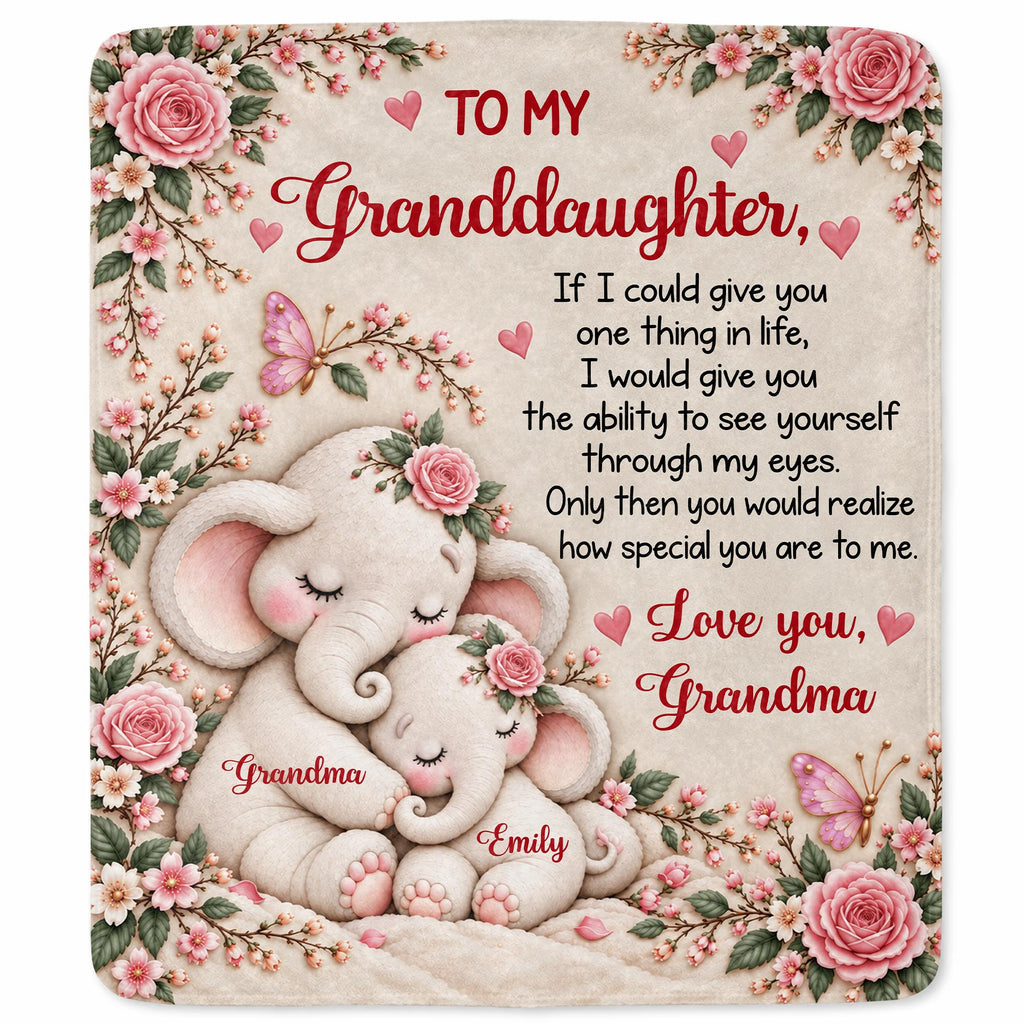 To My Granddaughter Elephant Blanket, Personalized Gift For Granddaughter - 10