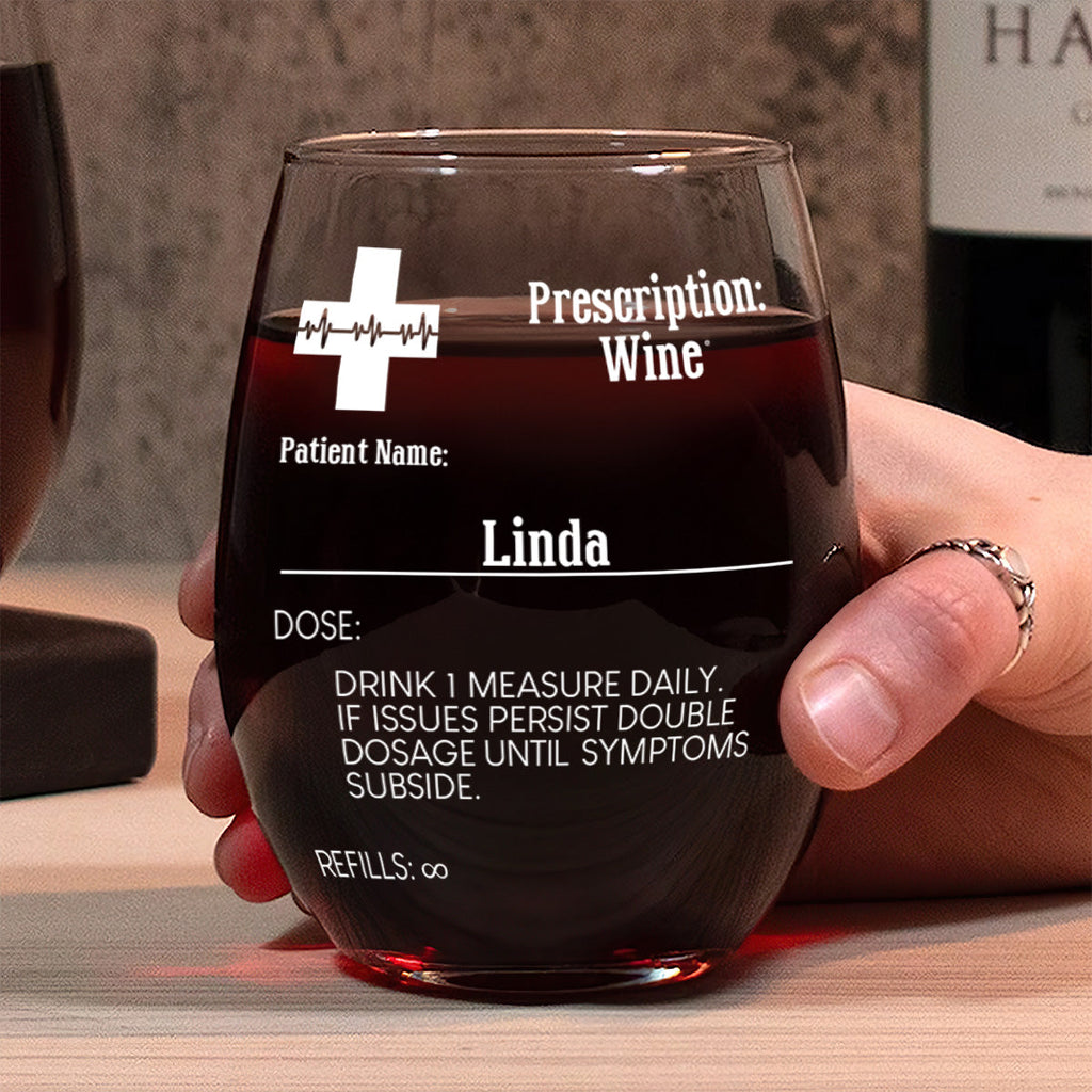 Prescription - Personalized Stemless Wine Glass - 3