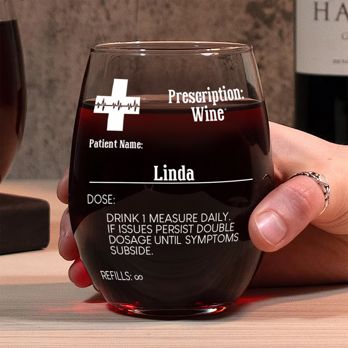 Prescription - Personalized Stemless Wine Glass - 3