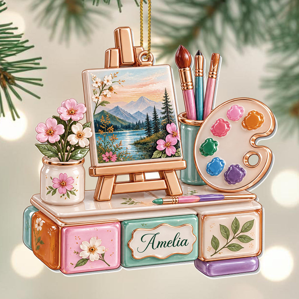Every Stroke Tells A Story, Personalized Acrylic Ornament, Artist Gift - 3