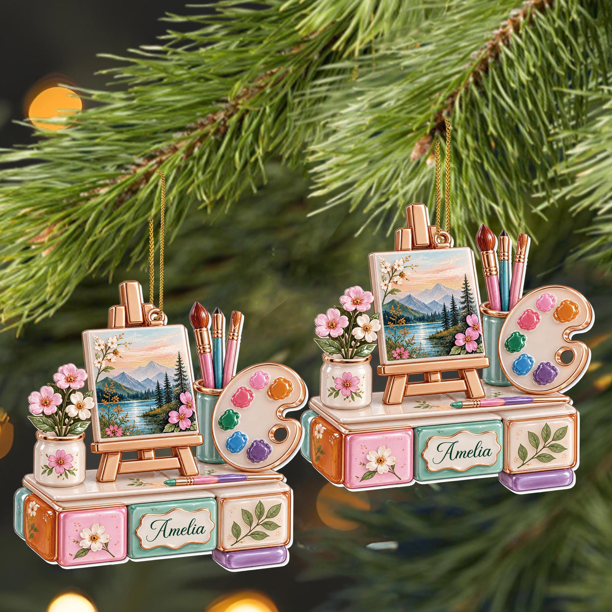 Every Stroke Tells A Story, Personalized Acrylic Ornament, Artist Gift - 5
