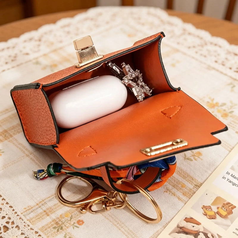 Mini Handbag Charm Keychain with Scarf