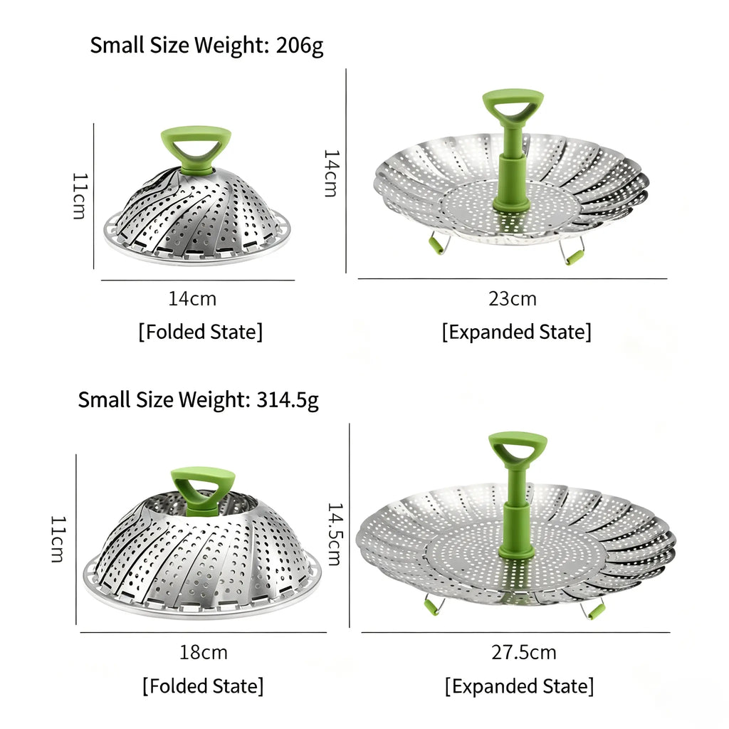 Expandable Stainless Steel Steamer Basket with Handle