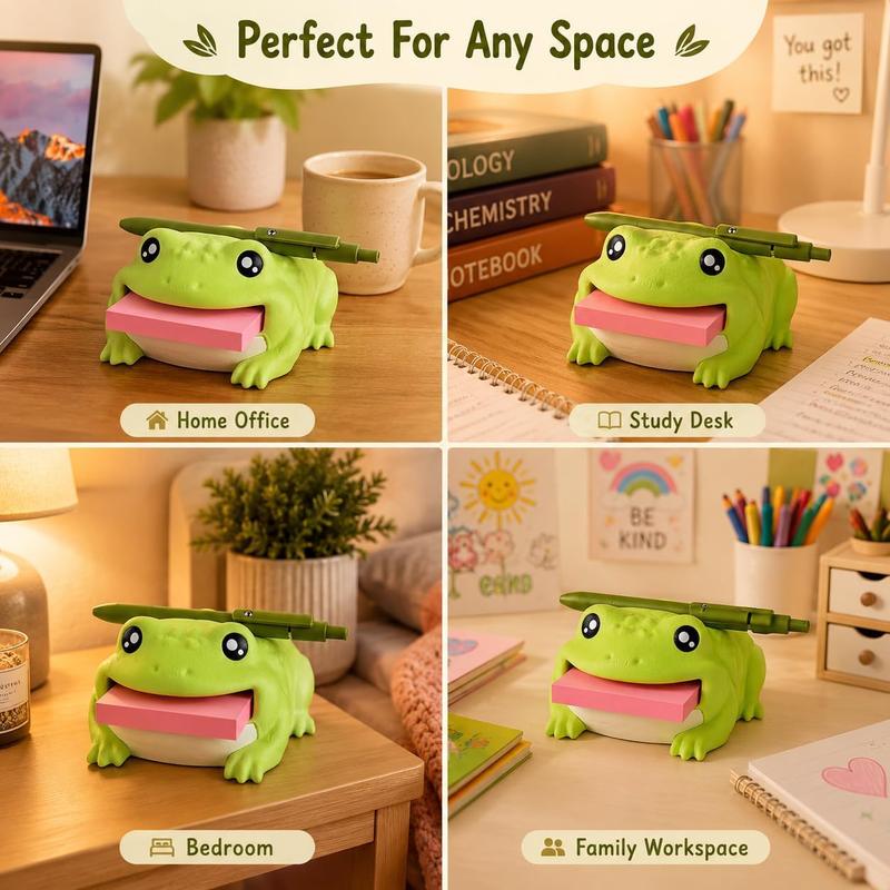 Cute Frog Sticky Note Holder with Pen Rest