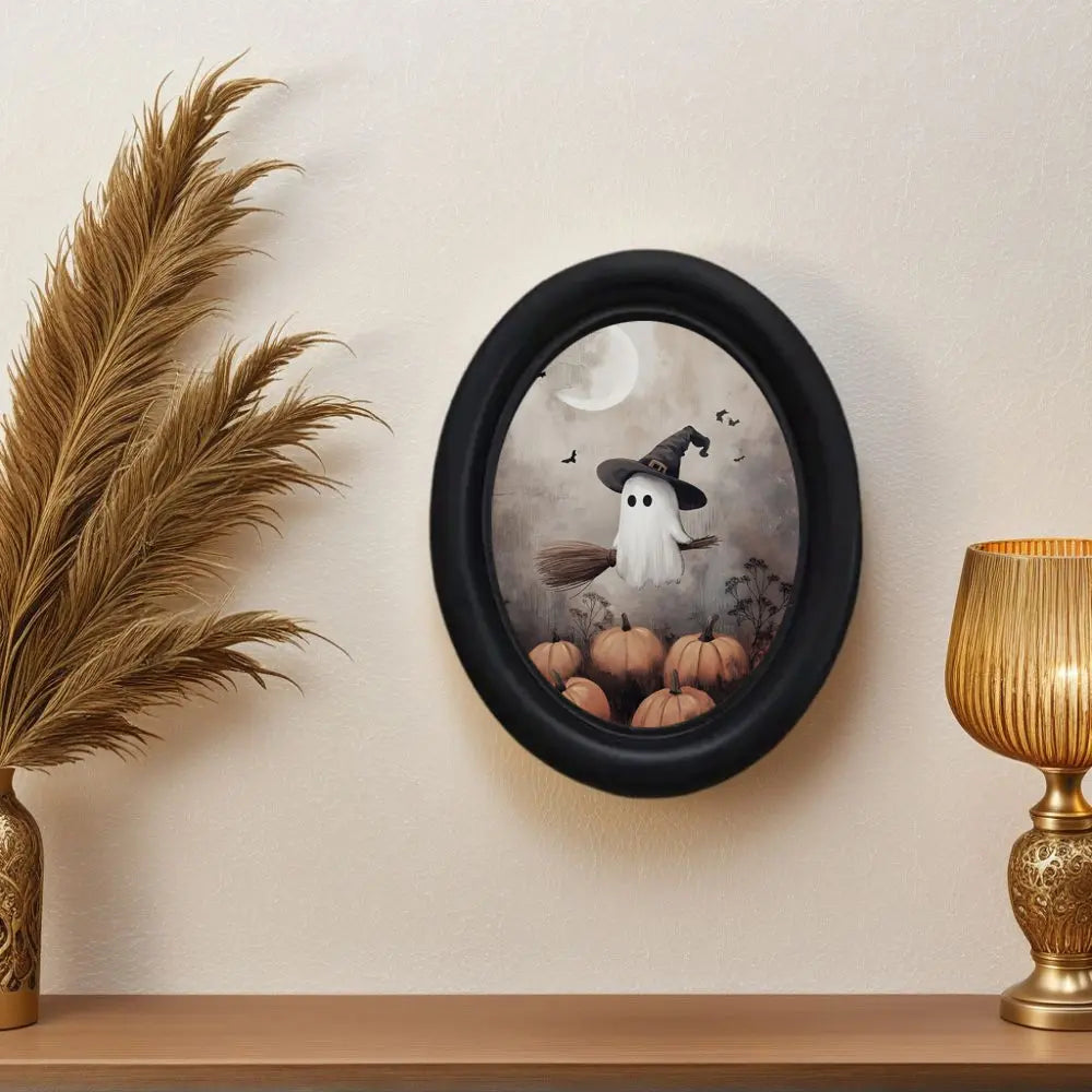 Halloween Ghost Oval Wall Art