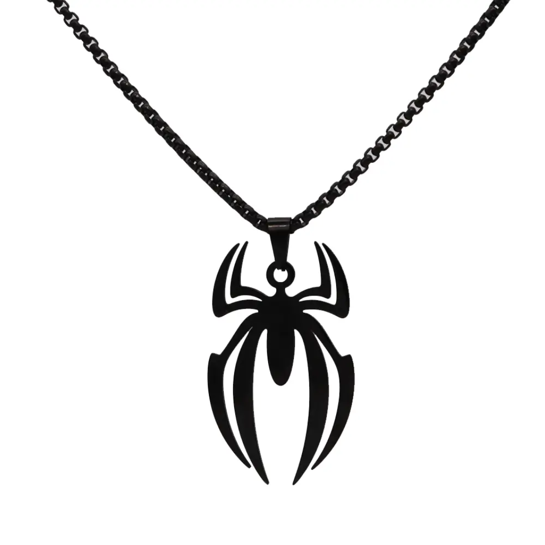 Stainless Steel Spider Pendant Necklace