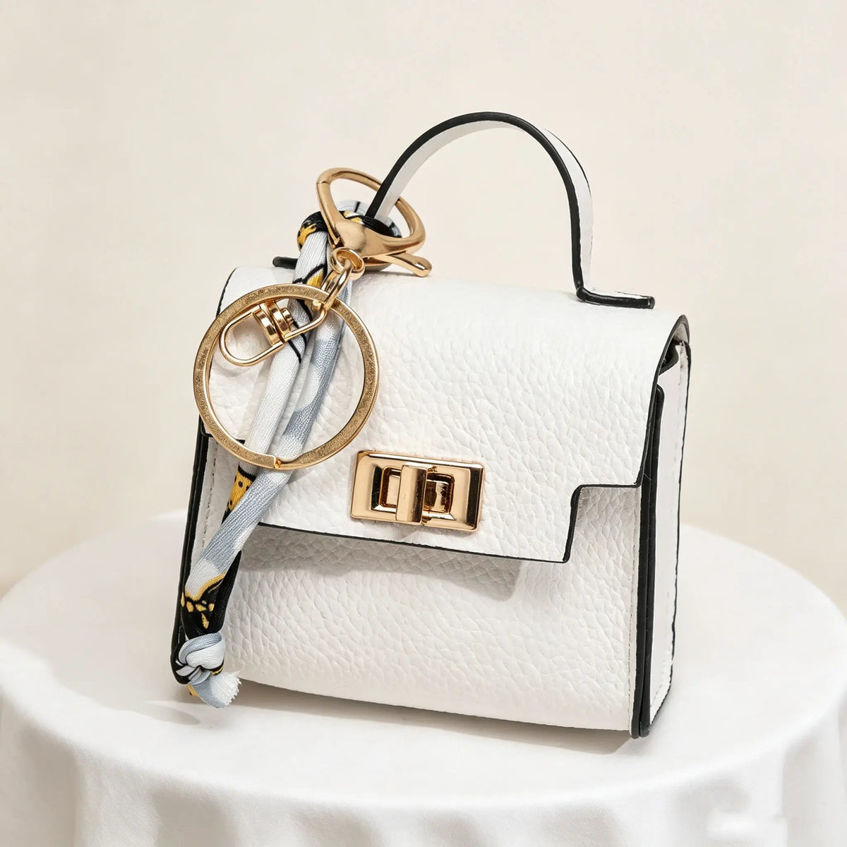 Mini Handbag Charm Keychain with Scarf