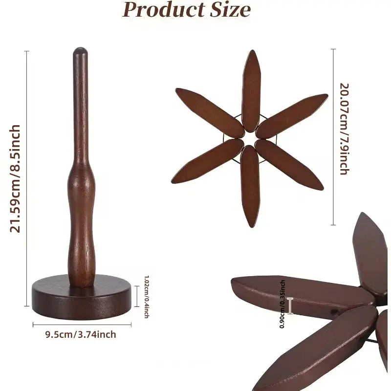 Foldable Walnut Wood Trivet Set