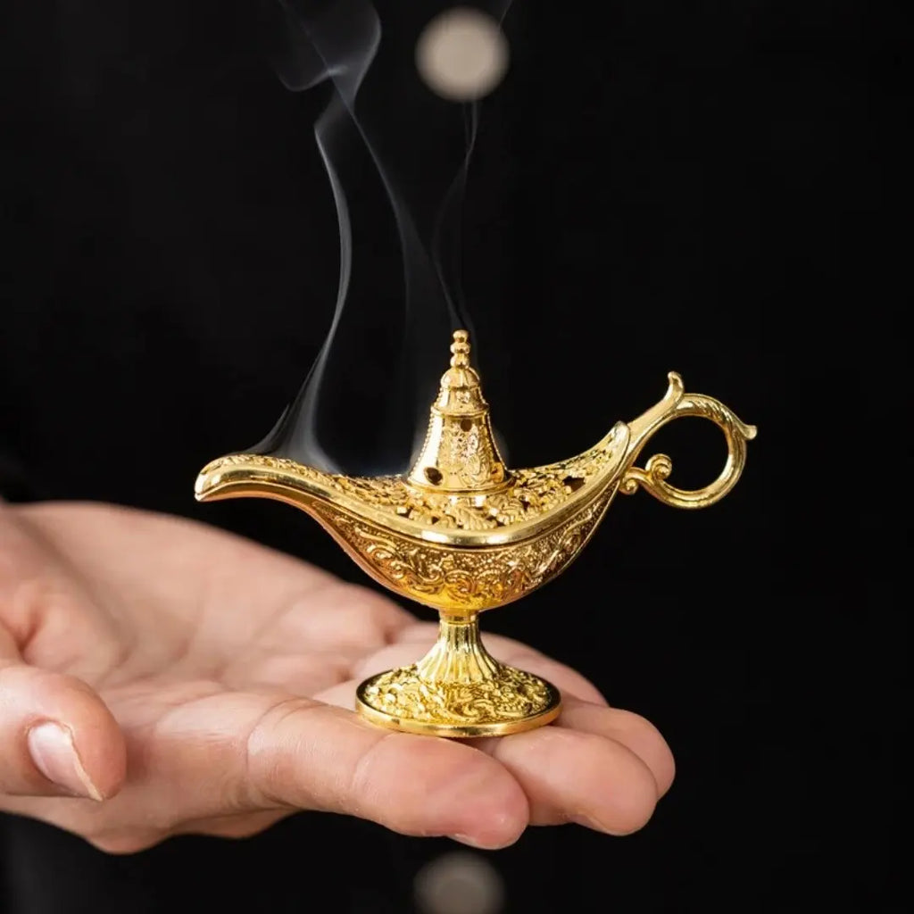 Vintage Genie Lamp Incense Burner with 42 Sandalwood Chips