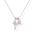 Personalized Initial & Pink Heart Necklace