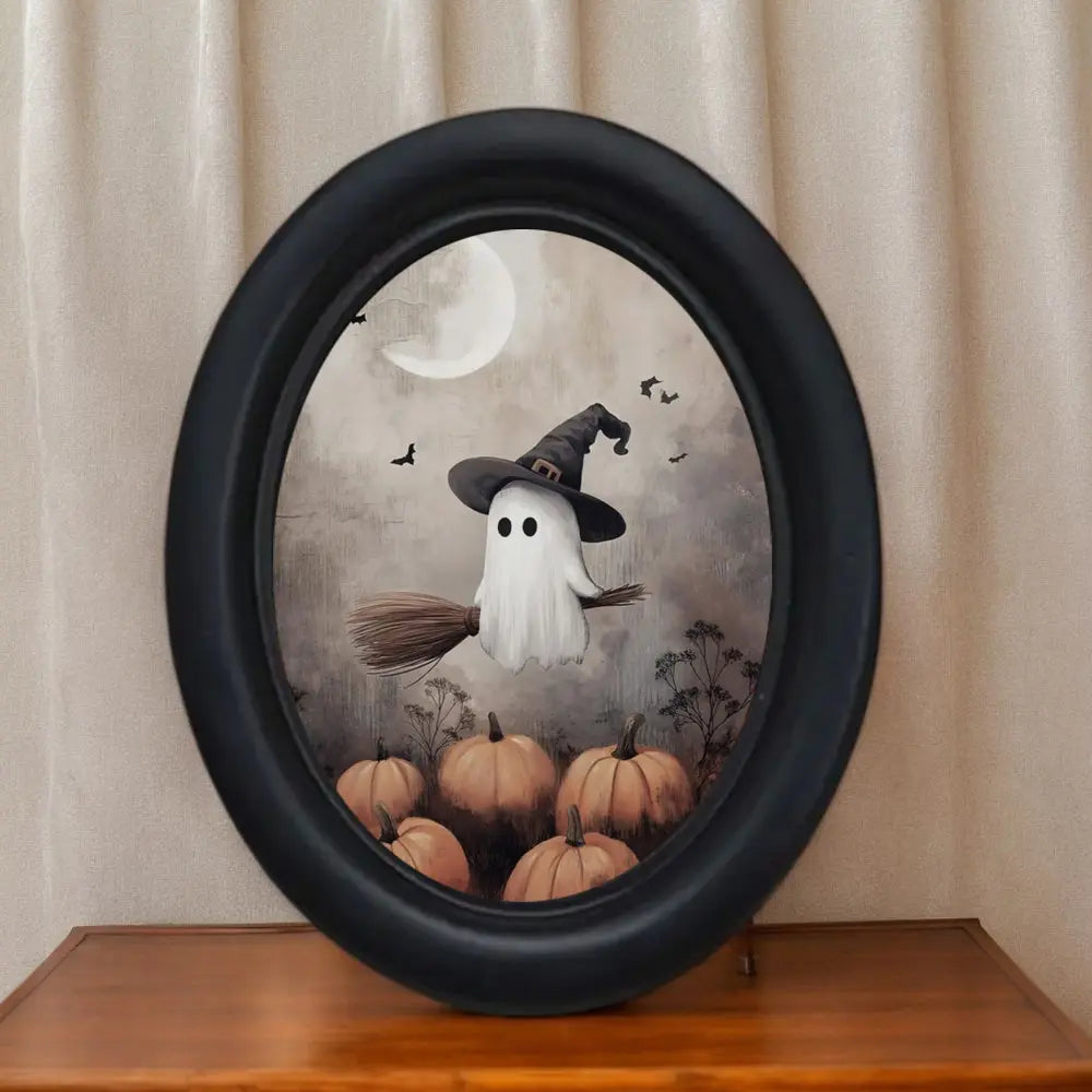 Halloween Ghost Oval Wall Art