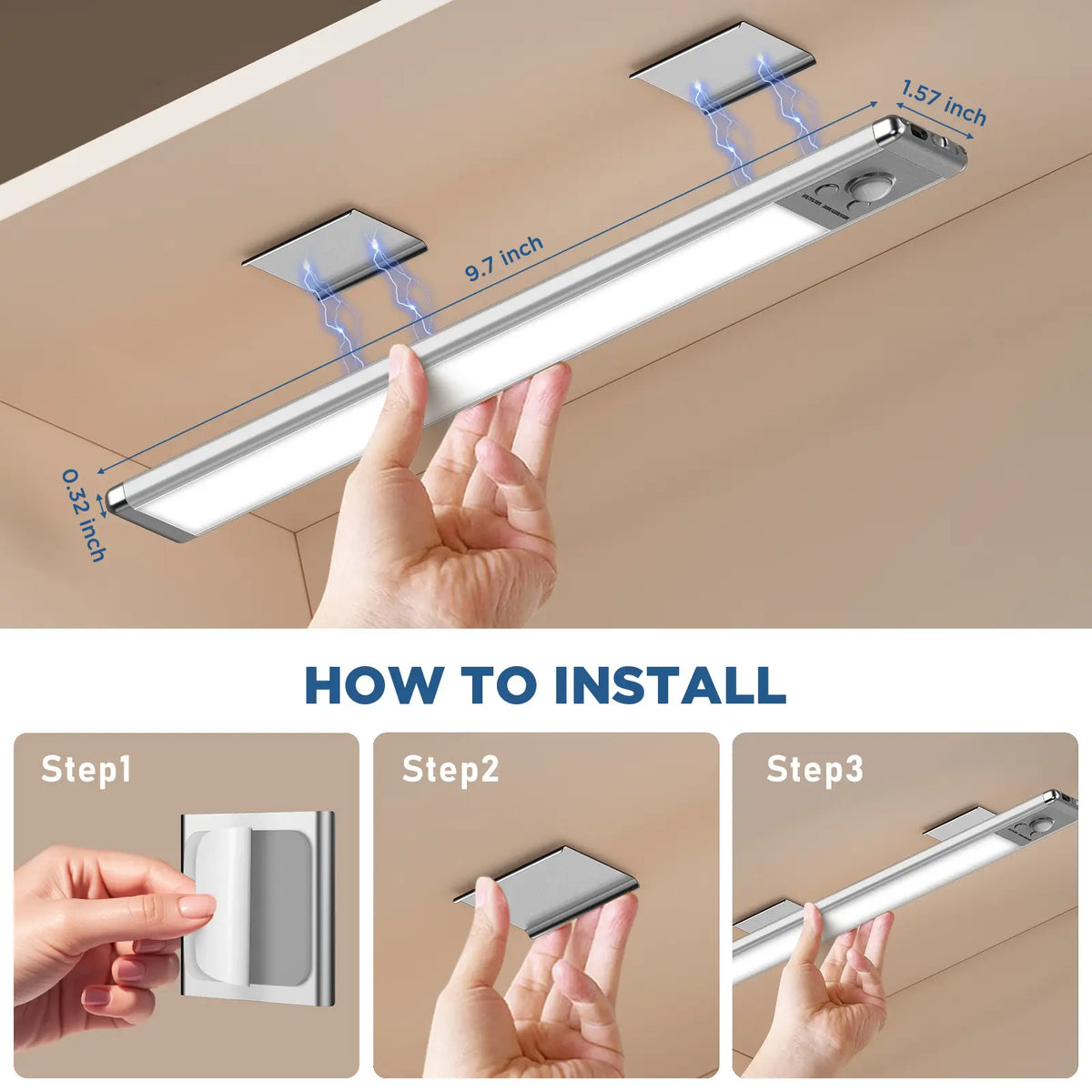 Rechargeable Motion Sensor Magnetic Cabinet Light