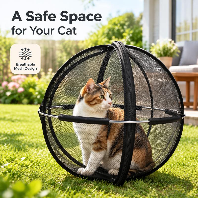 Portable Outdoor Cat Enclosure Mesh Ball Cat Cage