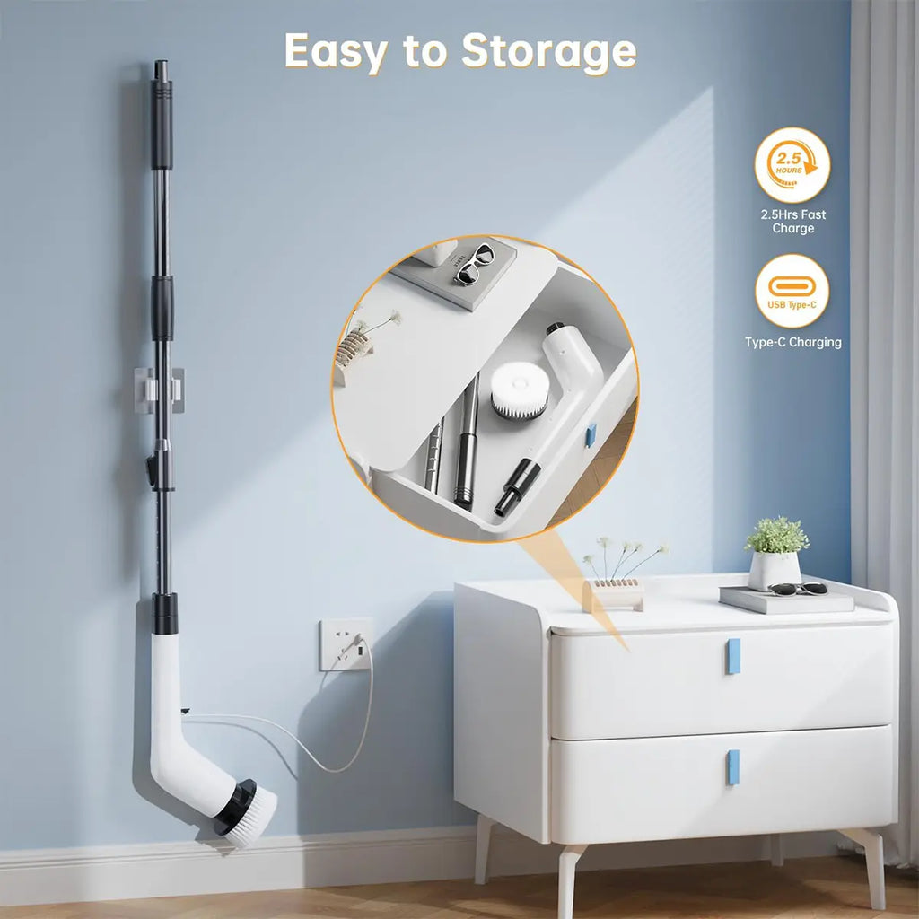 Cordless Electric Spin Scrubber with 8 Brush Heads
