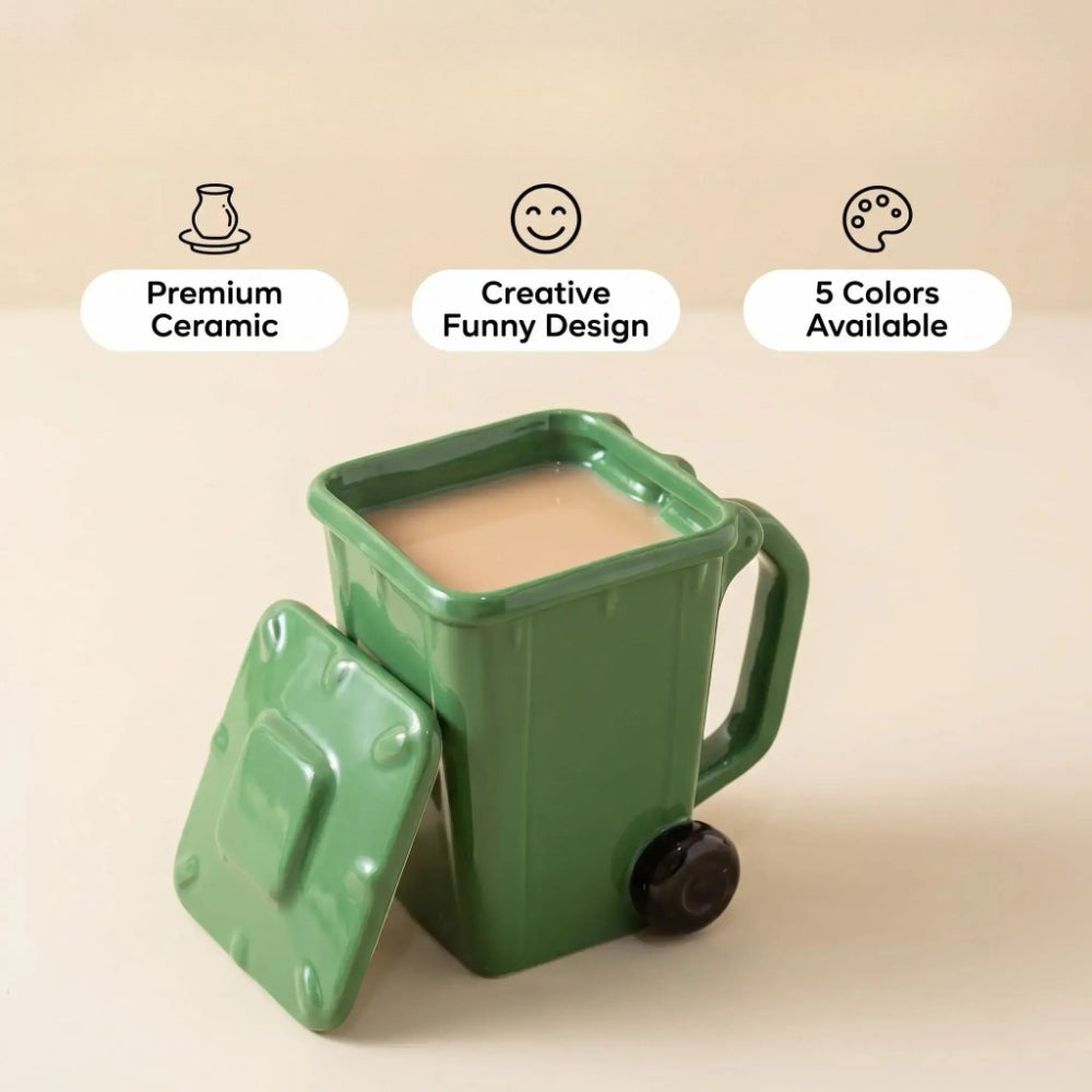 Trash Can Ceramic Mug – Funny Novelty Coffee Cup