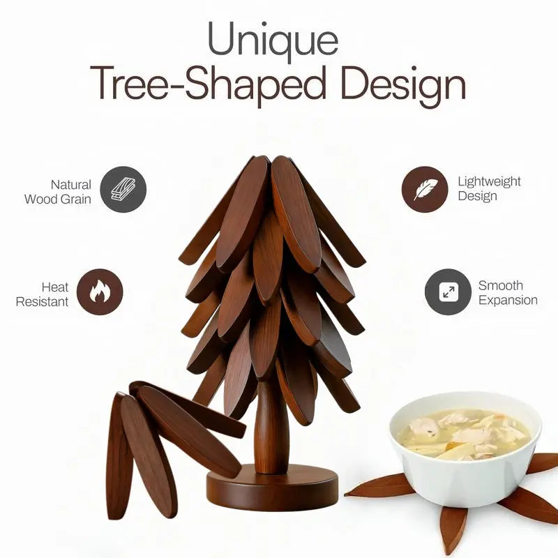 Foldable Walnut Wood Trivet Set