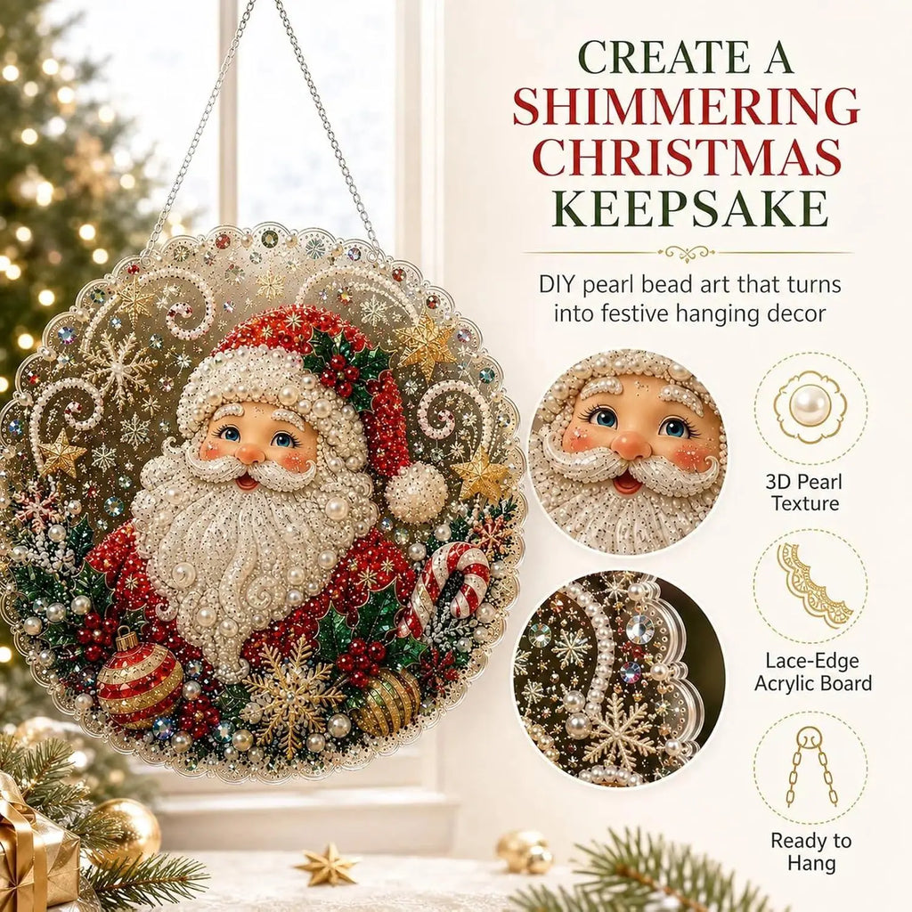 Christmas Pearl Diamond Painting Suncatcher Kit – 8" DIY Holiday Decor