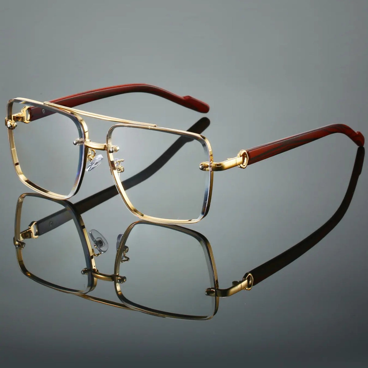 Men's Retro Square Double Bridge Sunglasses