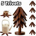 Foldable Walnut Wood Trivet Set