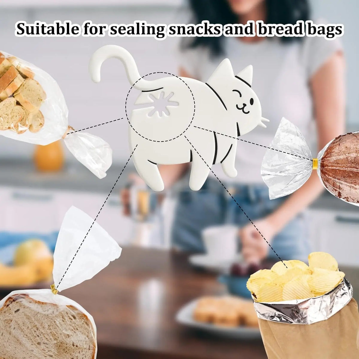 Cute Cat-Shaped Bag Clips – Reusable Bread & Snack Sealers