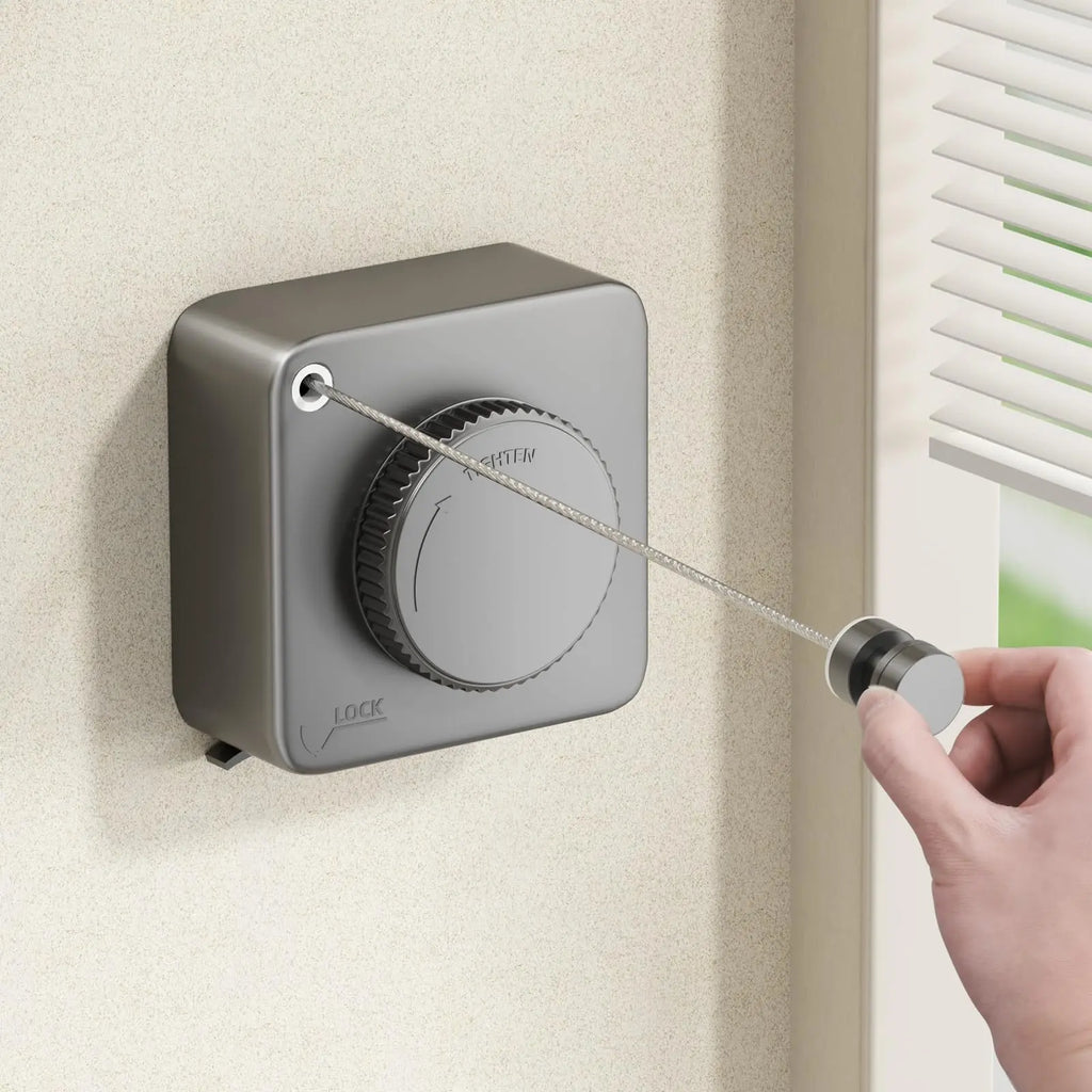 Wall-Mounted Retractable Clothesline – 15.6FT Lockable Drying Line