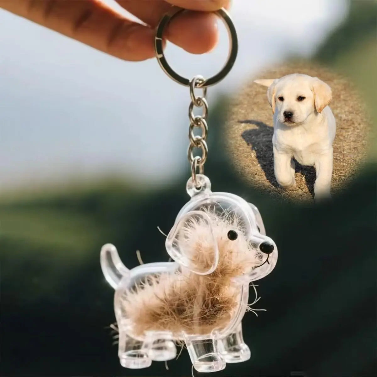Dog Fur Keepsake Keychain – Pet Hair Memory Charm