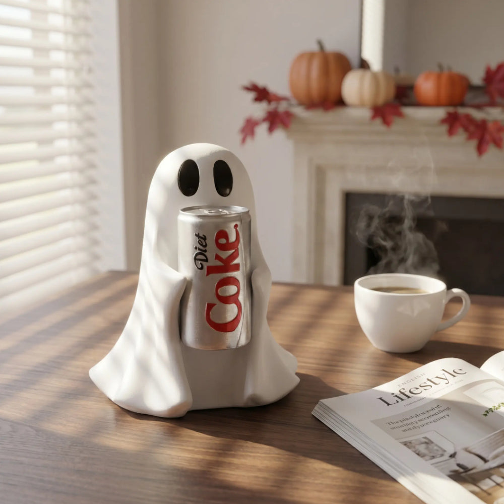 Cute Ghost Drink Holder Figurine – Funny Halloween Desktop Decor