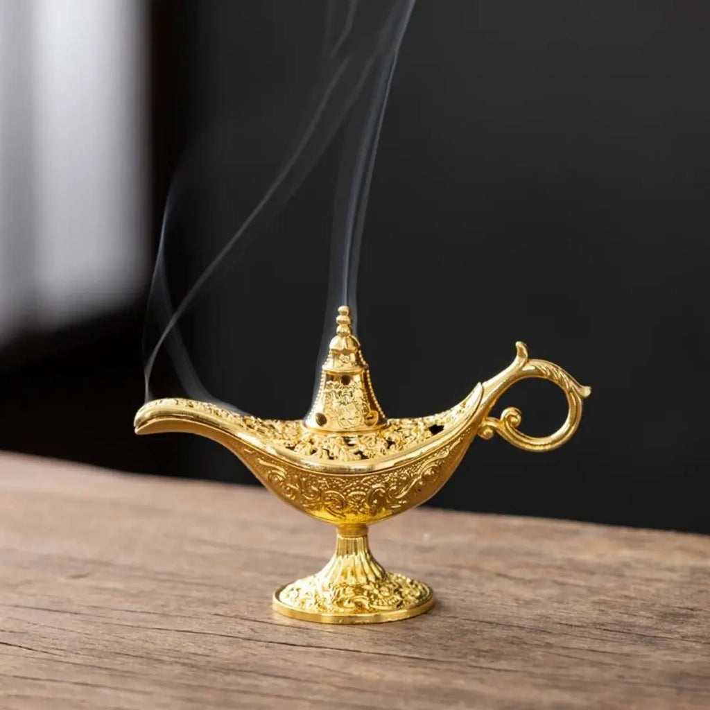 Vintage Genie Lamp Incense Burner with 42 Sandalwood Chips