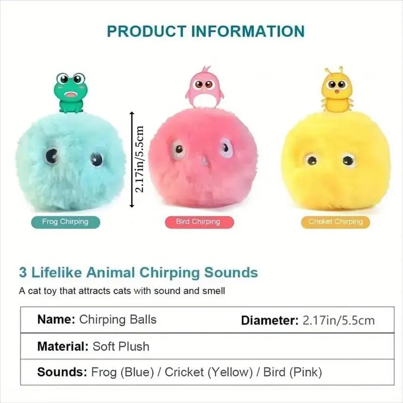 Plush Chirping Ball Interactive Cat Toy – Lifelike Animal Sound