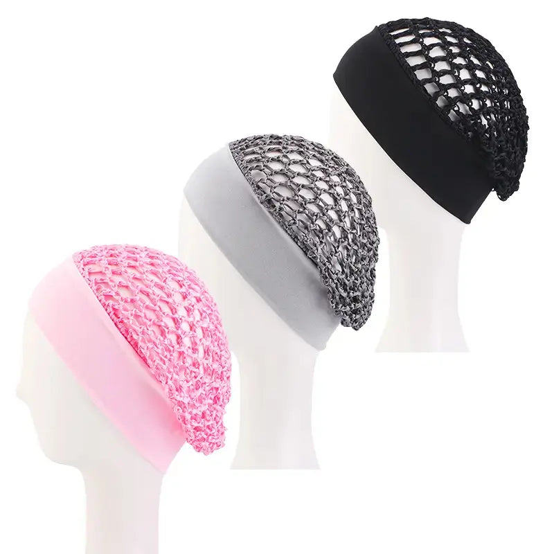 3-Pack Stretchy Wide-Edge Hair Bonnets for Sleeping