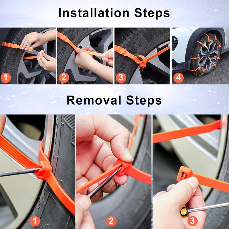 Reusable Emergency Snow Tire Traction Straps