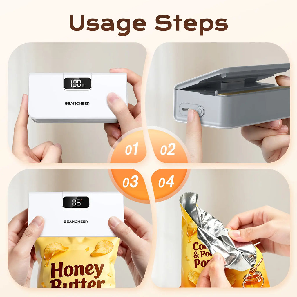 Mini Bag Sealer – Rechargeable Heat Sealer & Cutter with 6 Heat Levels