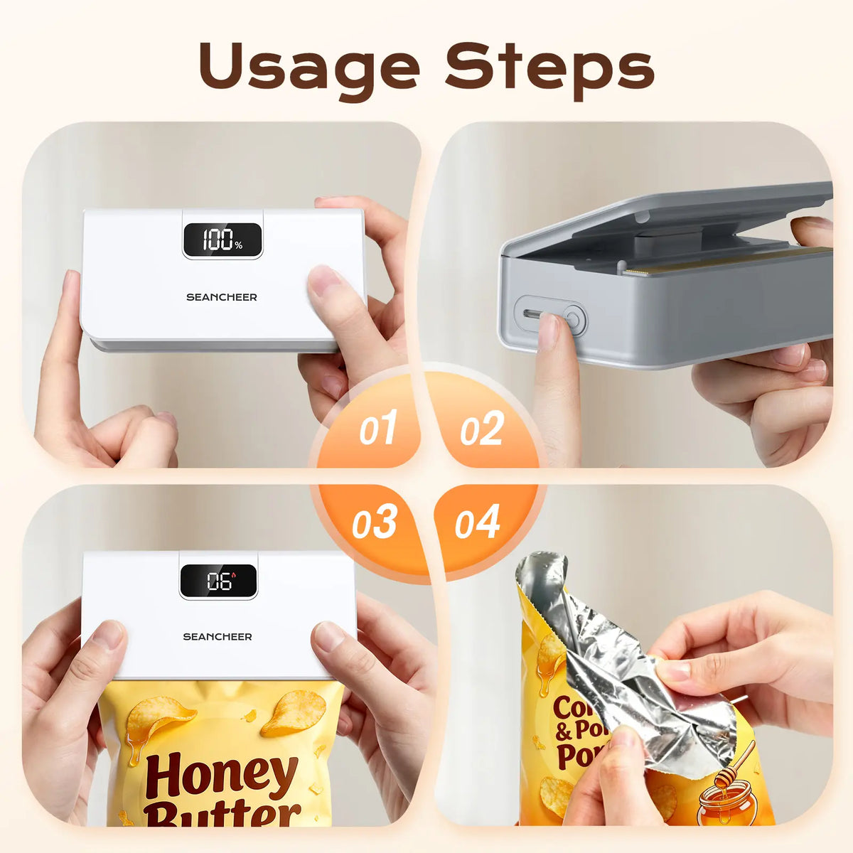 Mini Bag Sealer – Rechargeable Heat Sealer & Cutter with 6 Heat Levels