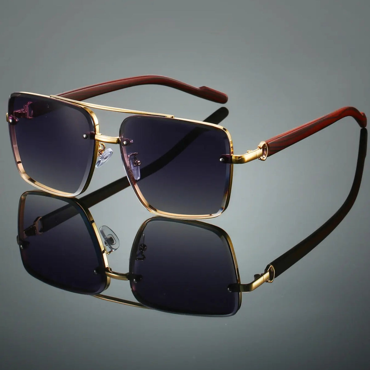 Men's Retro Square Double Bridge Sunglasses