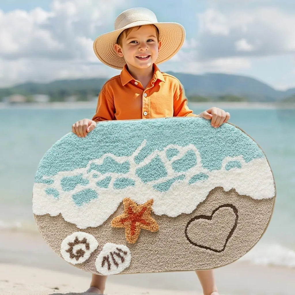 Coastal Beach Bathroom Rug – Soft Absorbent Non-Slip Bath Mat