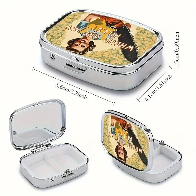 Vintage “Where Are My Pills?” 2-Compartment Pill Box