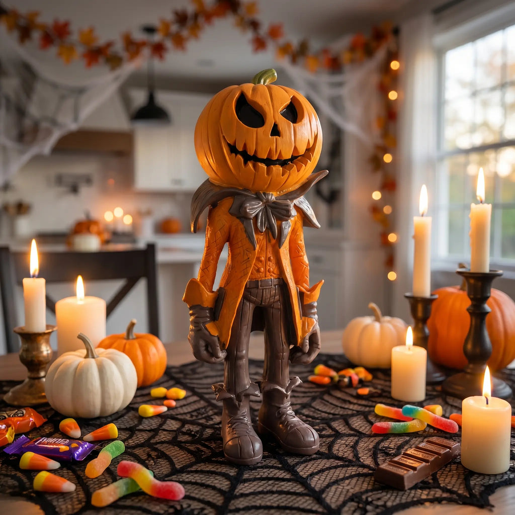 Halloween Pumpkin Man Figurine – Spooky Resin Decor