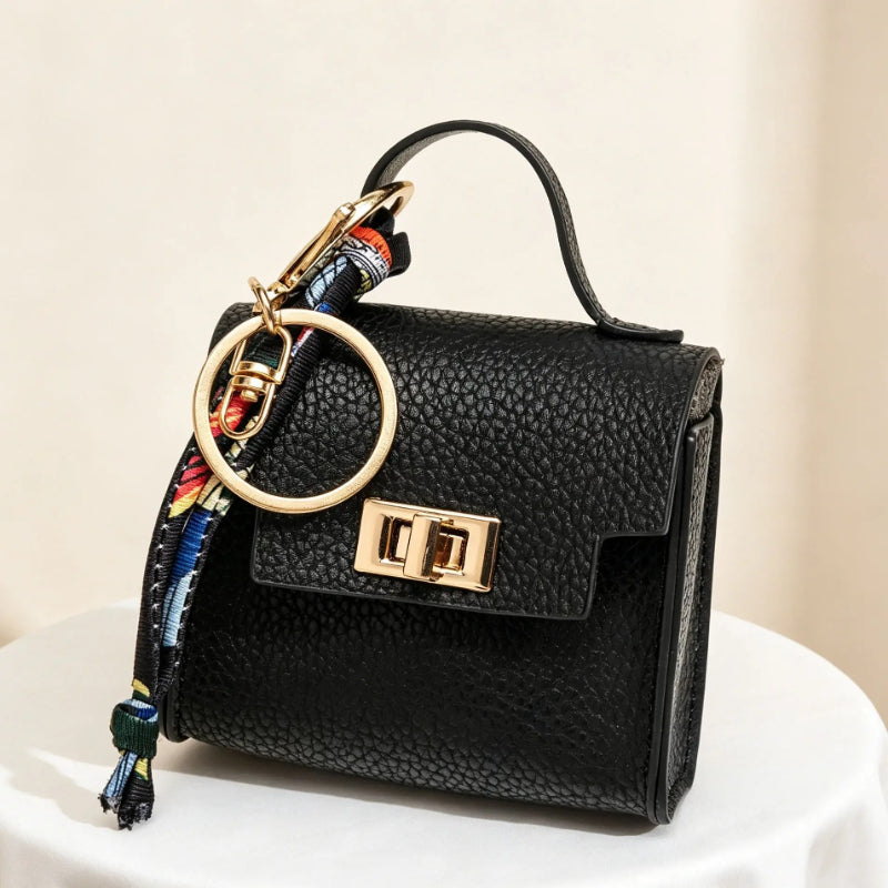 Mini Handbag Charm Keychain with Scarf