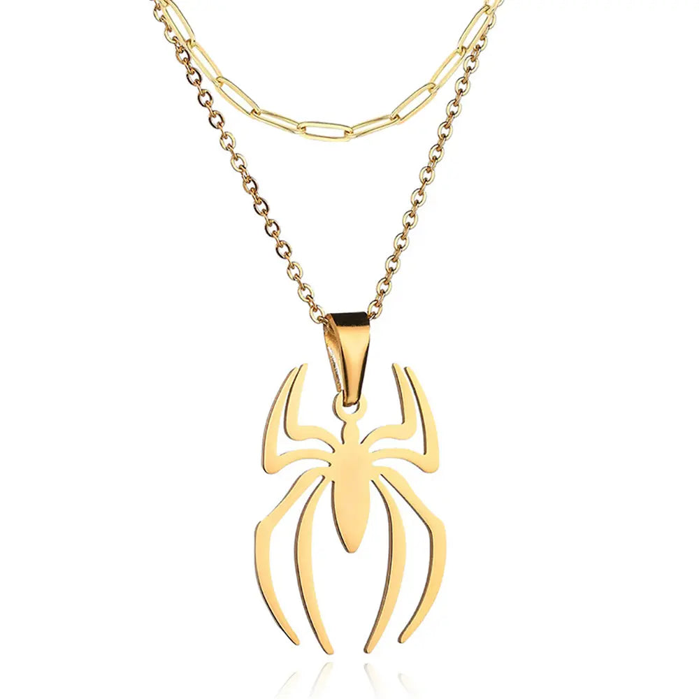 Stainless Steel Spider Pendant Necklace