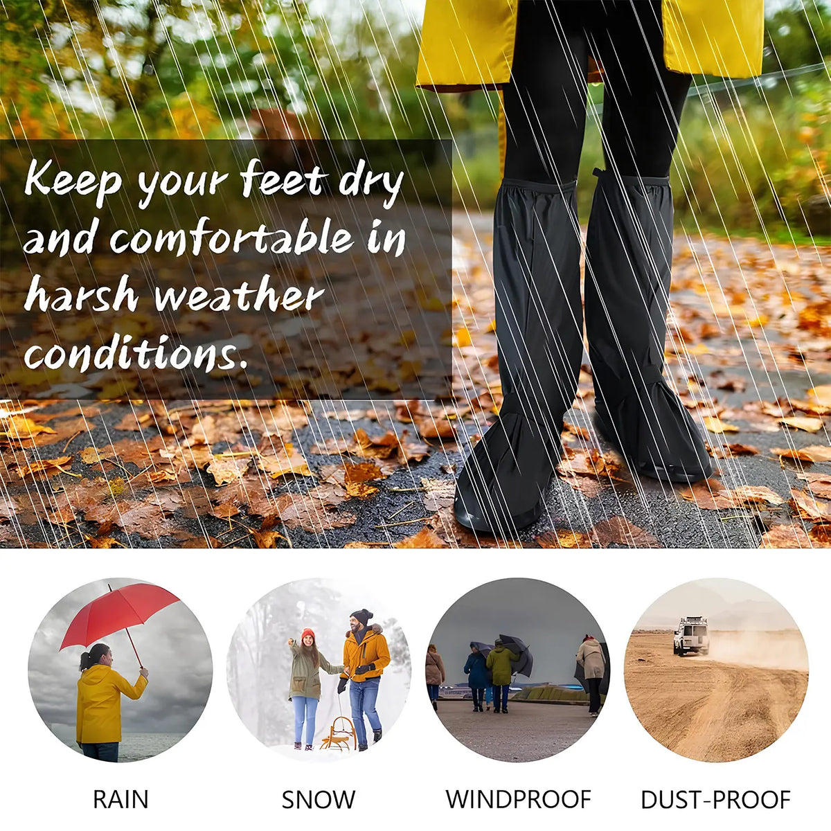 Waterproof Rain Shoe Covers – Reusable Non-Slip Overshoes