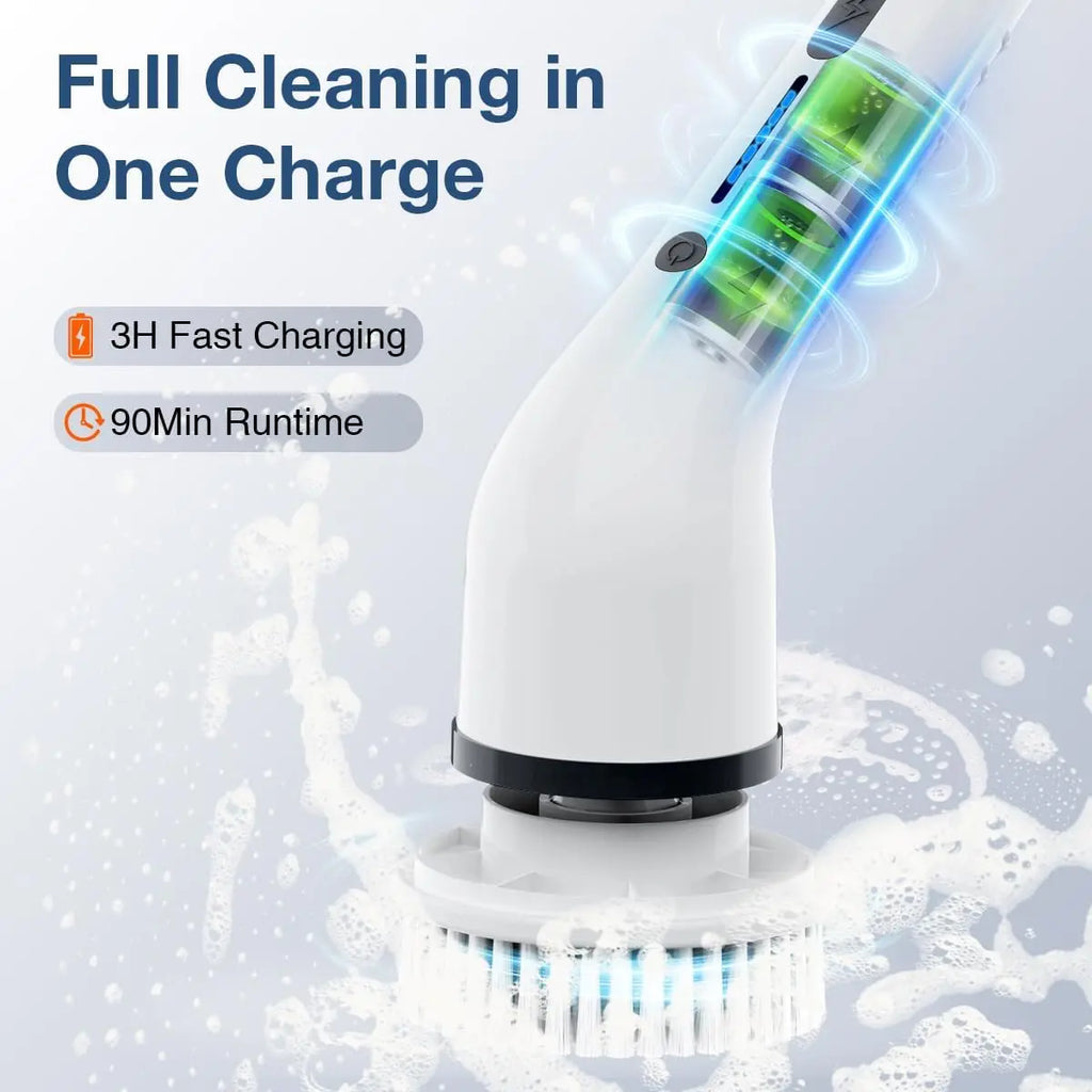 Cordless Electric Spin Scrubber with 8 Brush Heads