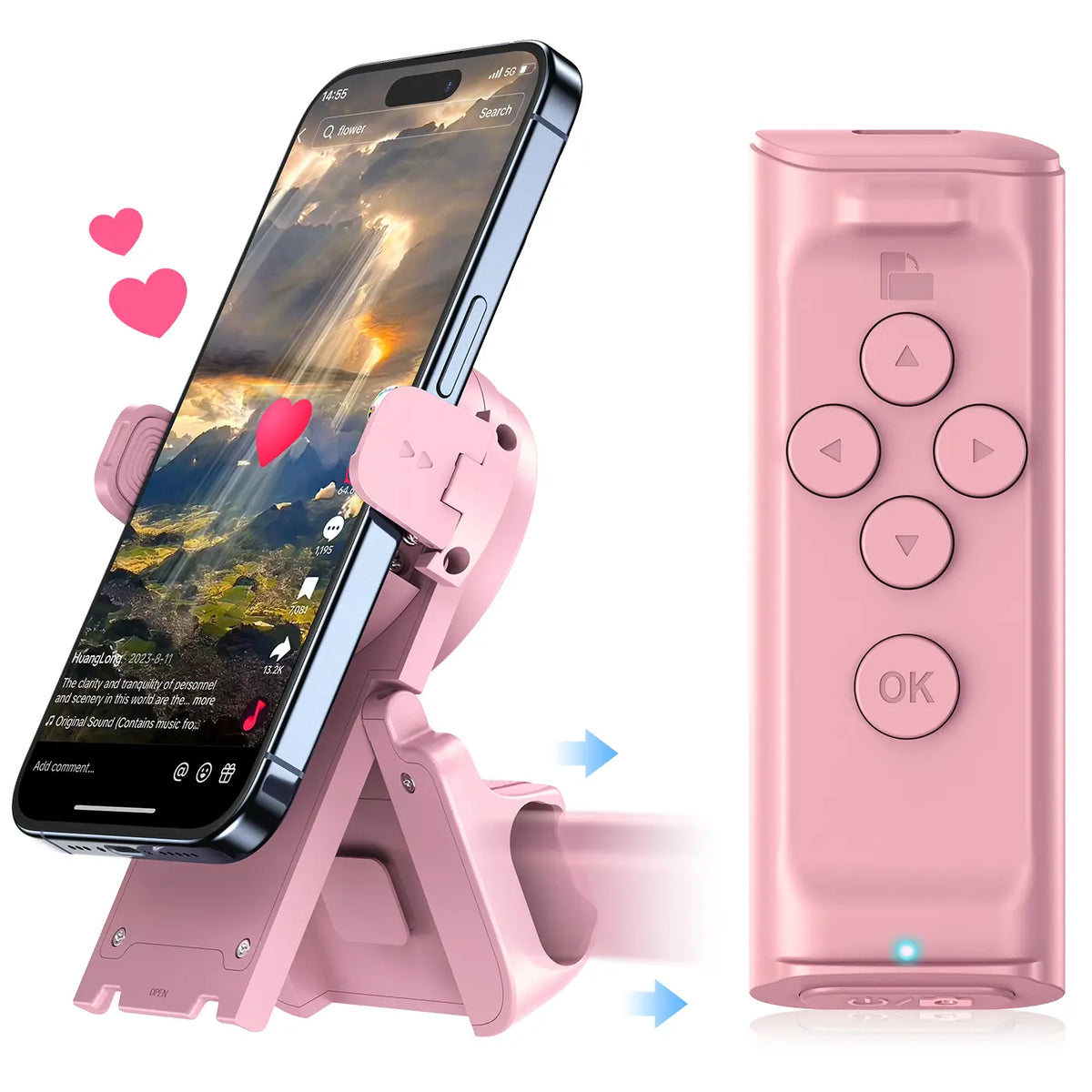 Wireless Phone Scroller Stand – Remote Page Turner & Camera Shutter