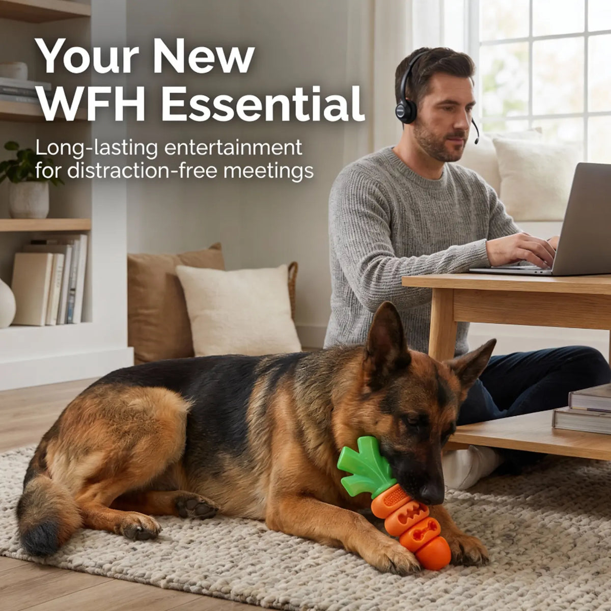 Carrot Dog Chew Toy – Durable Interactive Dental Toy