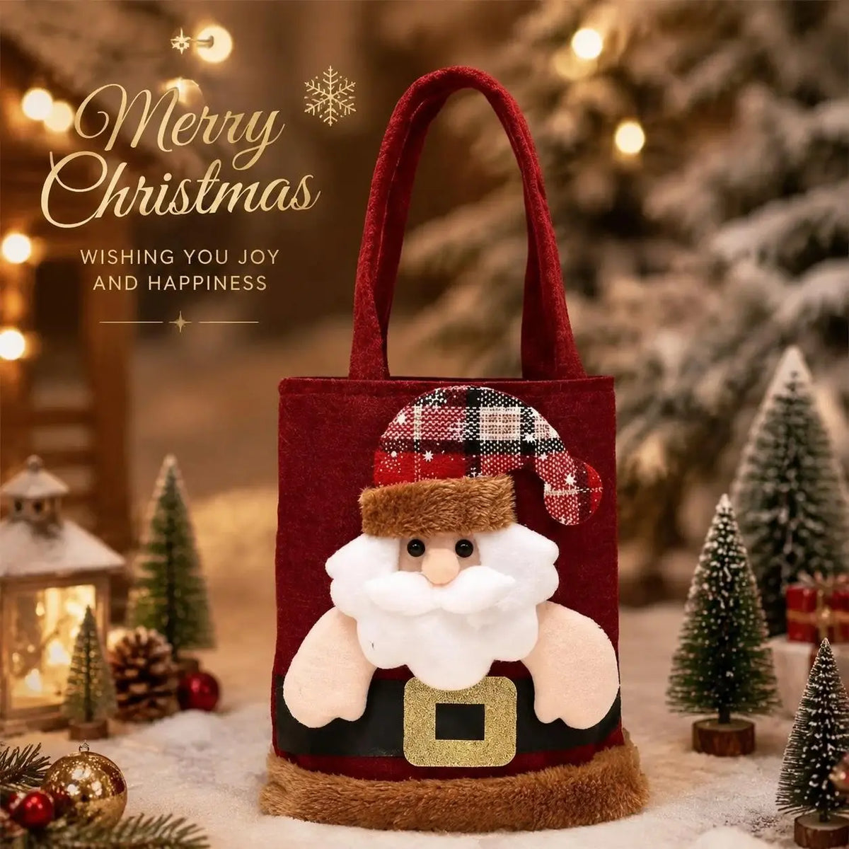 3D Santa Christmas Gift Bag – Reusable Holiday Treat Tote