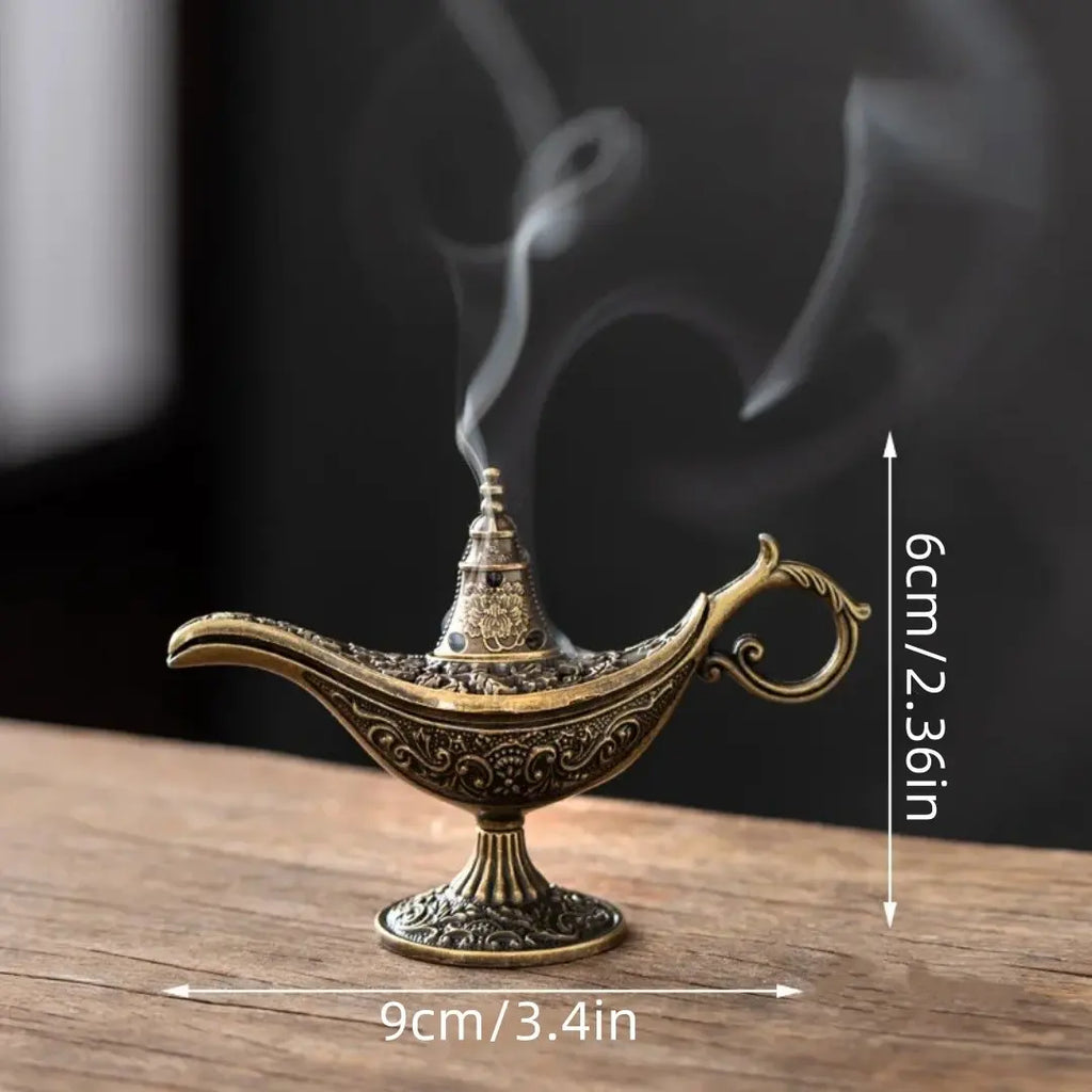 Vintage Genie Lamp Incense Burner with 42 Sandalwood Chips