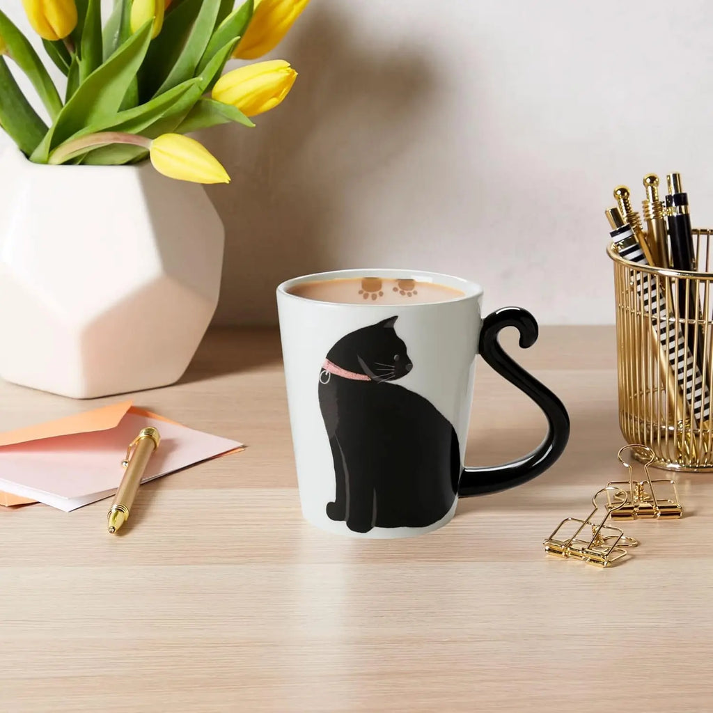 Cute Cat Mug – 12oz Ceramic Coffee Cup with Animal Handle Design