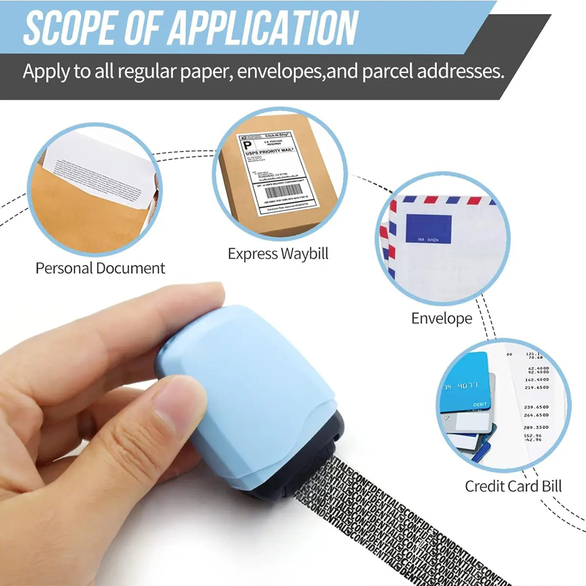 Confidential Privacy Roller Stamp for Personal Information